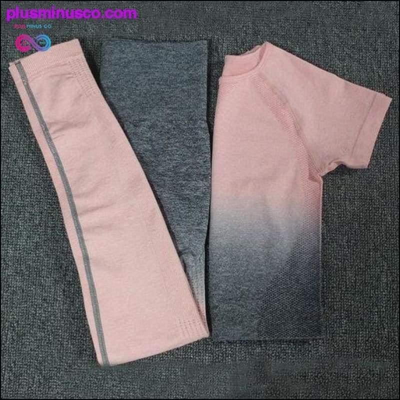 2-częściowy zestaw do jogi dla kobiet, krótkie bluzki z długim rękawem i wysokim stanem - plusminusco.com