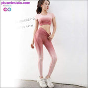 2 unids/set gradiente ropa de yoga traje mujer chaleco deportivo sujetador - plusminusco.com