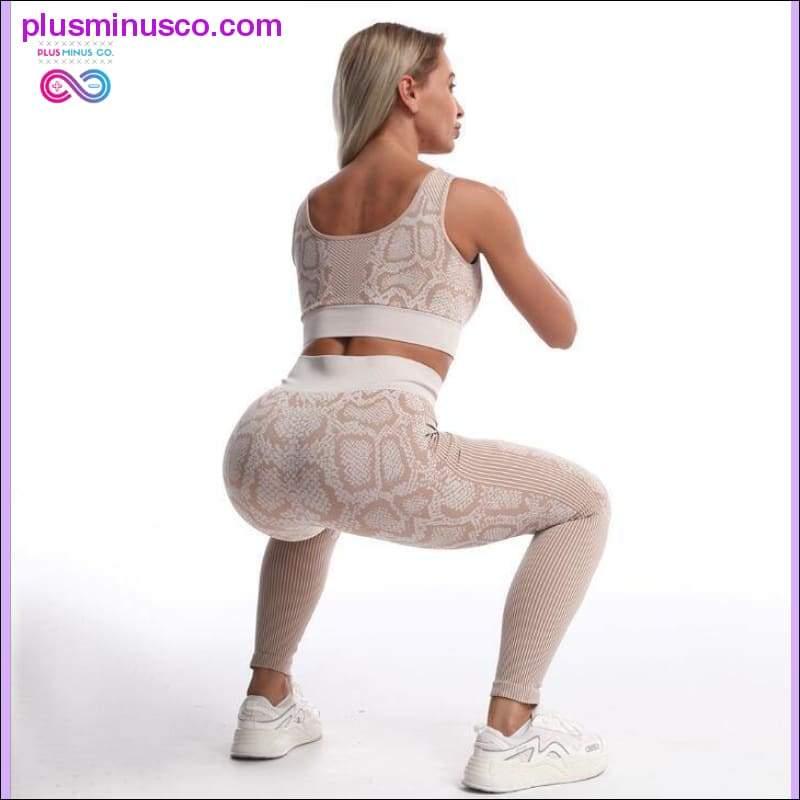 Set Setelan Yoga Wanita Mulus Pakaian Olahraga Serpentine Tinggi - plusminusco.com