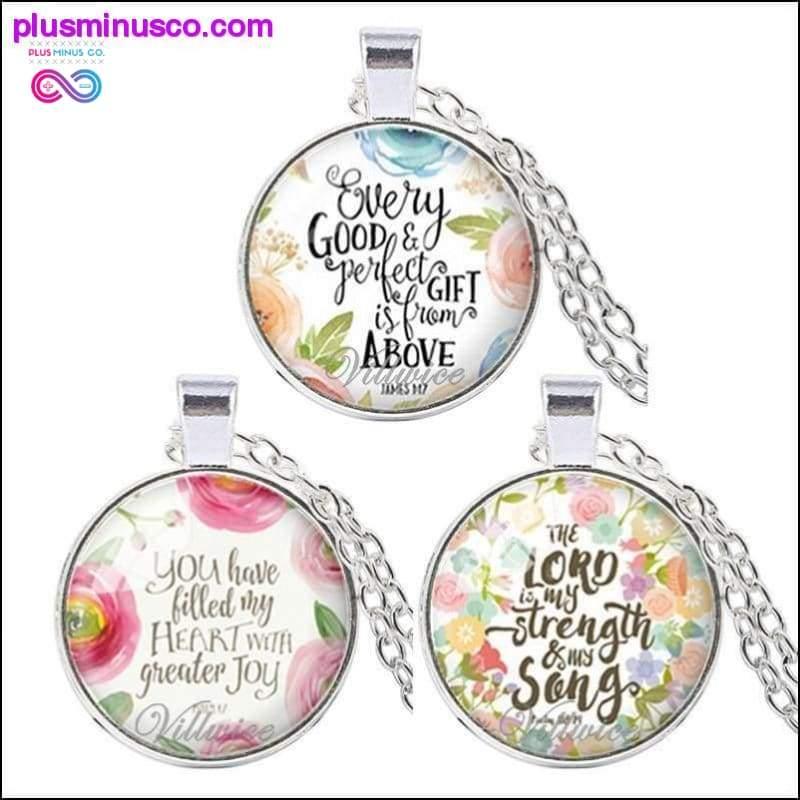 3 Pcs/Lot Fashion Bible Verses Necklace Glass Dome Pendant - plusminusco.com