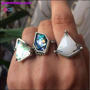 Set di anelli con pietre preziose geometriche in 3 pezzi - plusminusco.com