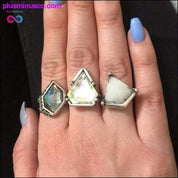 3-delni geometrijski komplet prstanov z dragimi kamni - plusminusco.com