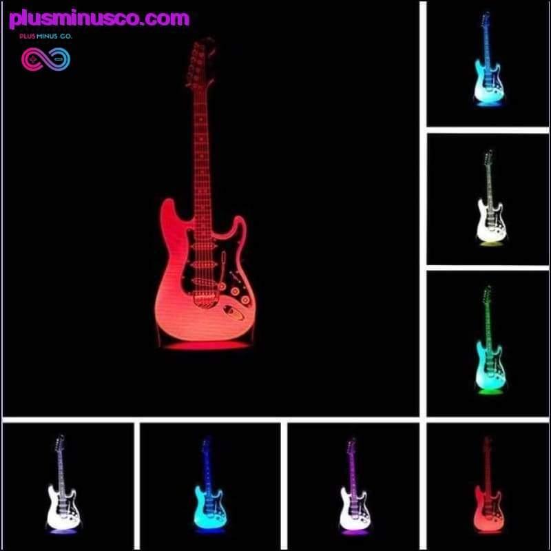 3D elektrická hudobná gitara LED Illusion Lamp - plusminusco.com