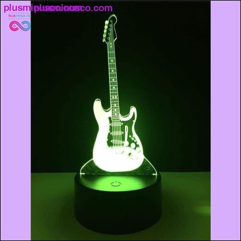 3D elektrinė muzikinė gitara LED iliuzijos lempa – plusminusco.com