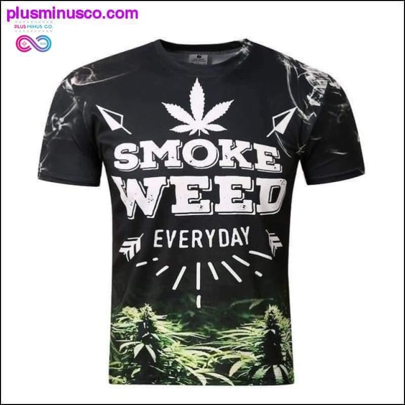 Camiseta divertida con hoja de marihuana y palma verde en 3D || - plusminusco.com