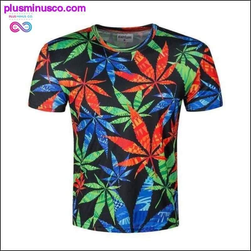 3D 잎 녹색 야자 마리화나 잎 재미있는 티셔츠 || -plusminusco.com