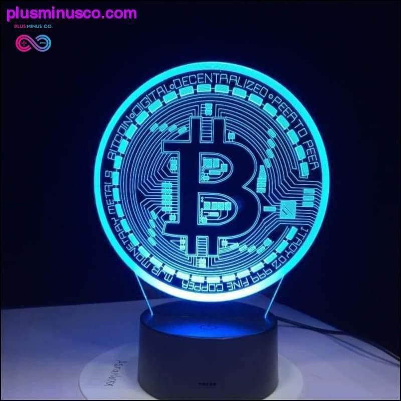 Lampada a LED 3D Bitcoin Sign Modellazione Luci notturne 7 colorate - plusminusco.com
