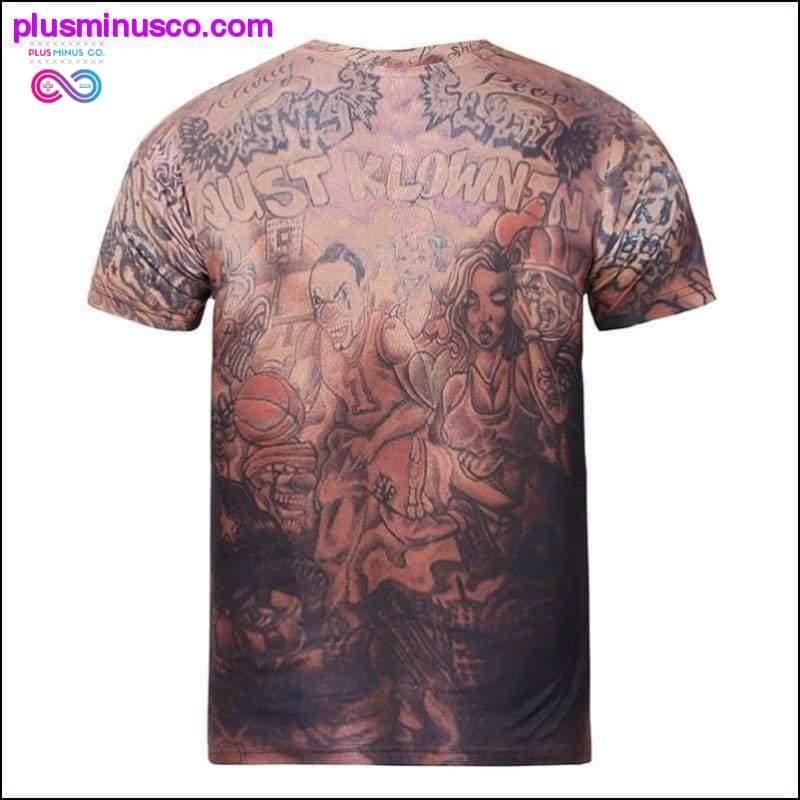 Camiseta de manga corta con músculos y tatuajes con estampado 3D - plusminusco.com