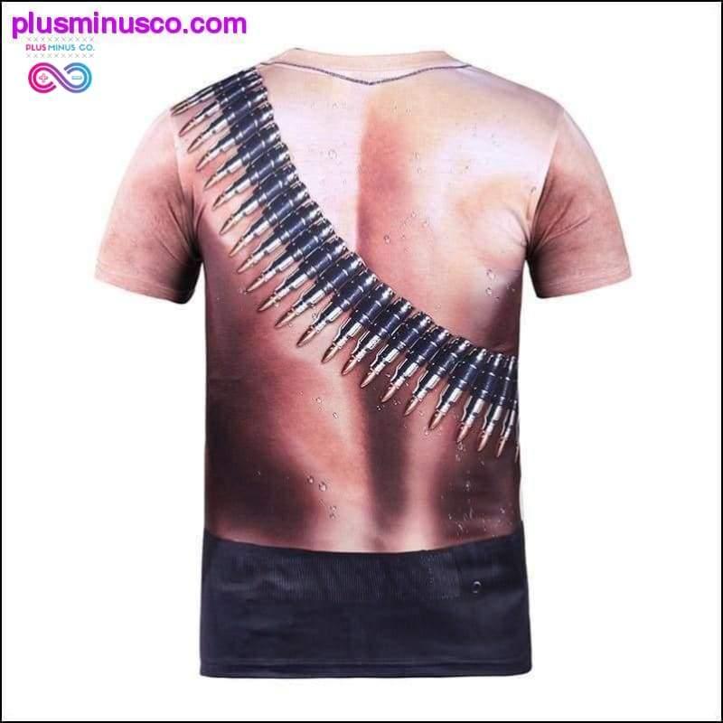 3D Baskılı Dövme Kaslı Kısa Kollu Tişört - plusminusco.com