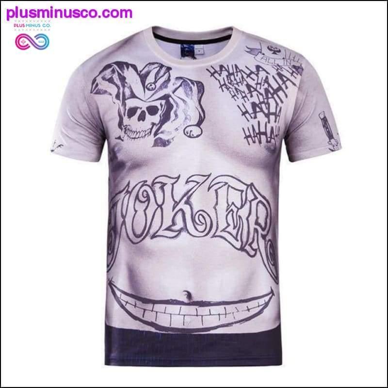Camiseta com estampa 3D de tatuagem muscular de manga curta - plusminusco.com