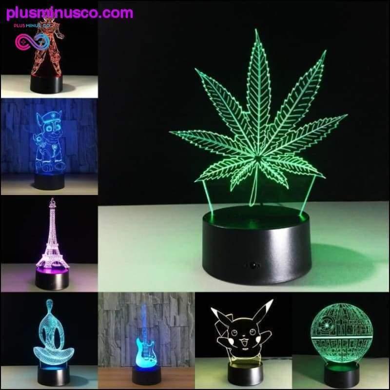3D Visual Illusion Transparent Akryl LED Nattlys Farge - plusminusco.com