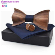 3D Wooden tie Pocket Square Cuff-links Fashion wood bow tie - plusminusco.com