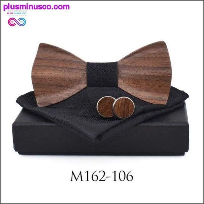3D Drvena kravata Četverokutni džepni gumbi za manžete Modna drvena leptir mašna - plusminusco.com