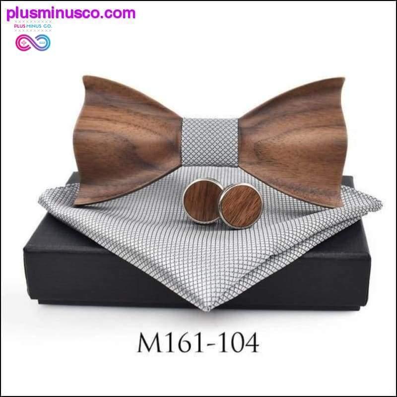 3D Ξύλινη γραβάτα τετράγωνη τσέπη Μανικετόκουμπα μοντέρνο ξύλινο παπιγιόν - plusminusco.com