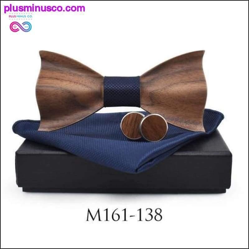 3D Ξύλινη γραβάτα τετράγωνη τσέπη Μανικετόκουμπα μοντέρνο ξύλινο παπιγιόν - plusminusco.com