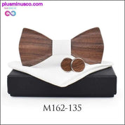 3D дерев'яна краватка Кишенькові квадратні запонки Модна дерев'яна краватка-метелик - plusminusco.com