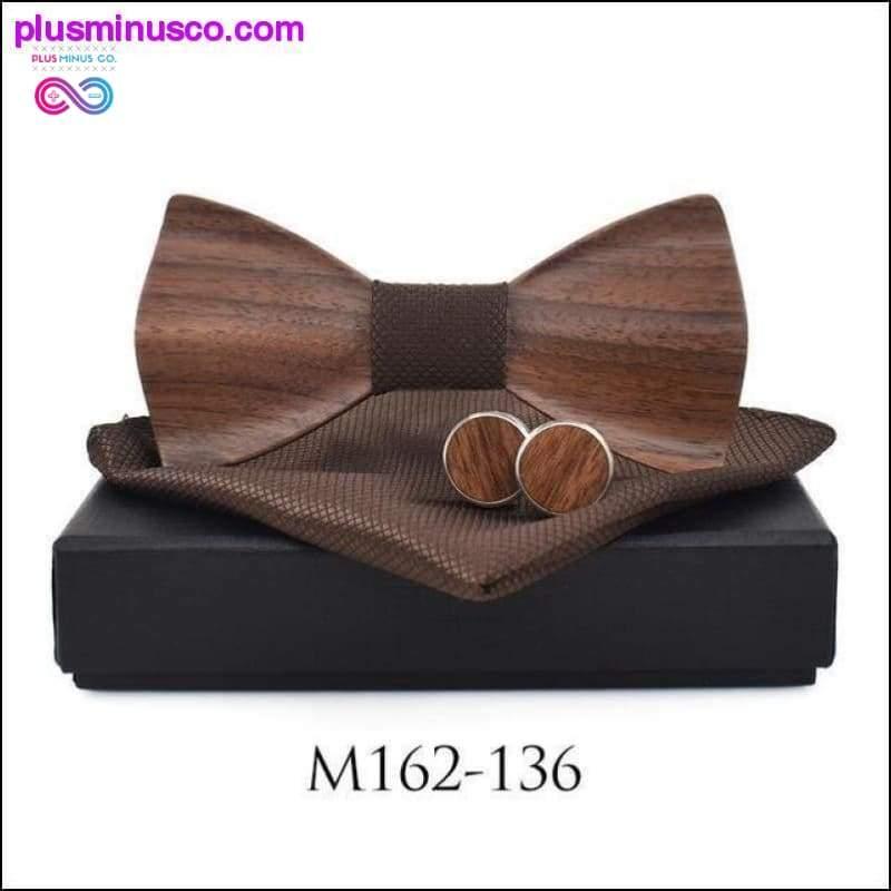 3D-Krawatte aus Holz, Einstecktuch, Manschettenknöpfe, modische Fliege aus Holz – plusminusco.com