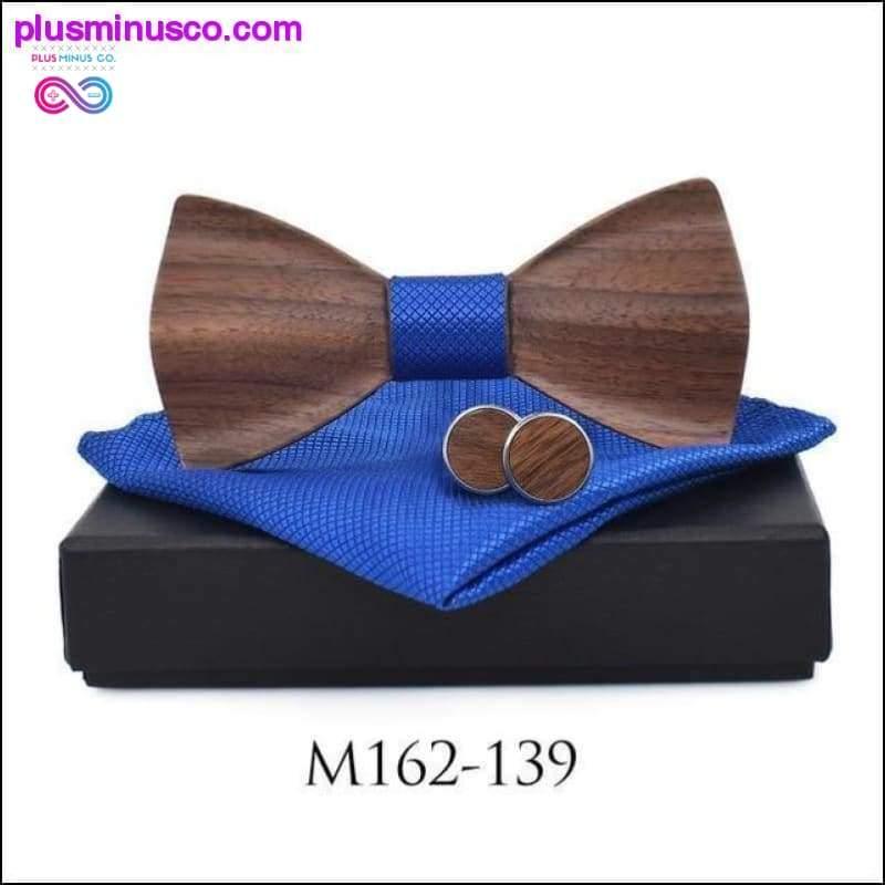 Corbata de madera 3D Pañuelo de bolsillo Gemelos Pajarita de madera de moda - plusminusco.com
