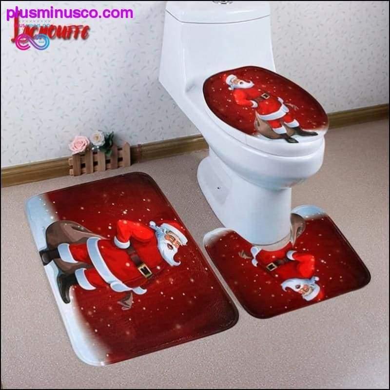 3PCS Christmas Toilet Seat Cover and Rug Bathroom Set - plusminusco.com