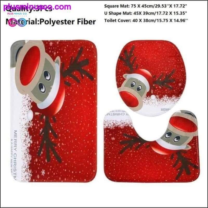 3PCS Christmas Toilet Seat Cover and Rug Bathroom Set - plusminusco.com