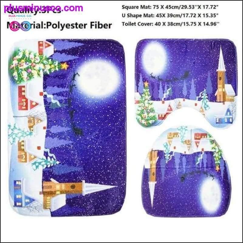 3PCS Christmas Toilet Seat Cover and Rug Bathroom Set - plusminusco.com
