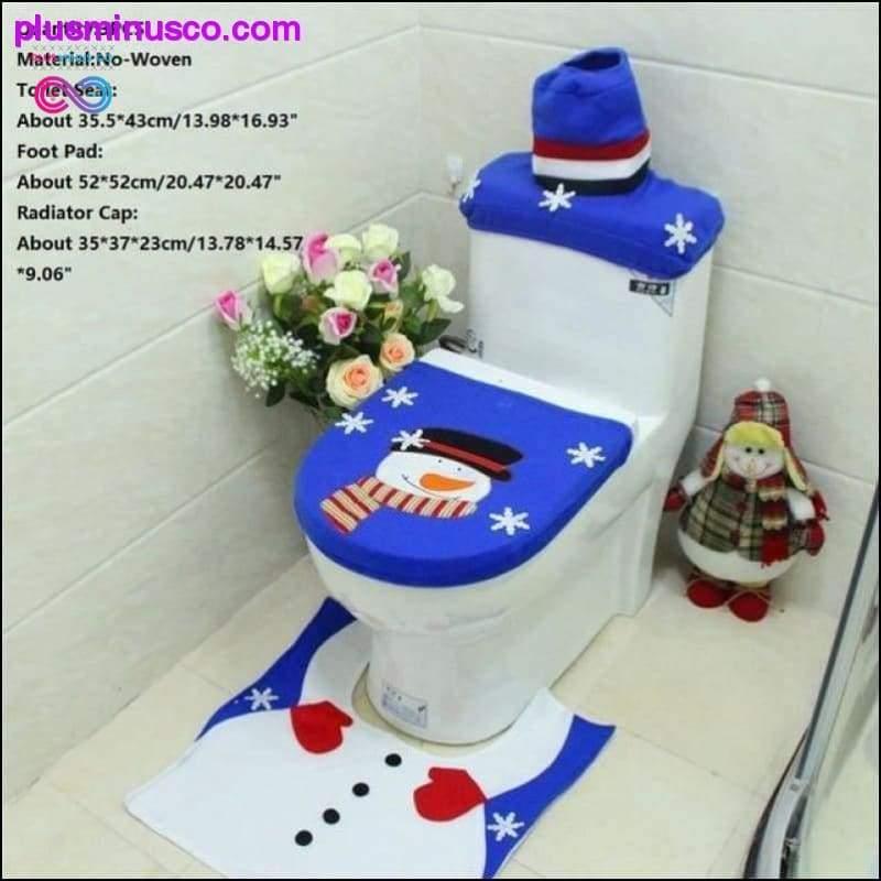 3PCS Christmas Toilet Seat Cover and Rug Bathroom Set - plusminusco.com