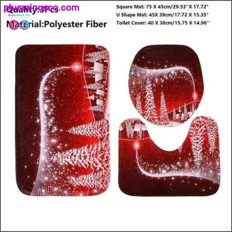 3PCS Christmas Toilet Seat Cover and Rug Bathroom Set - plusminusco.com