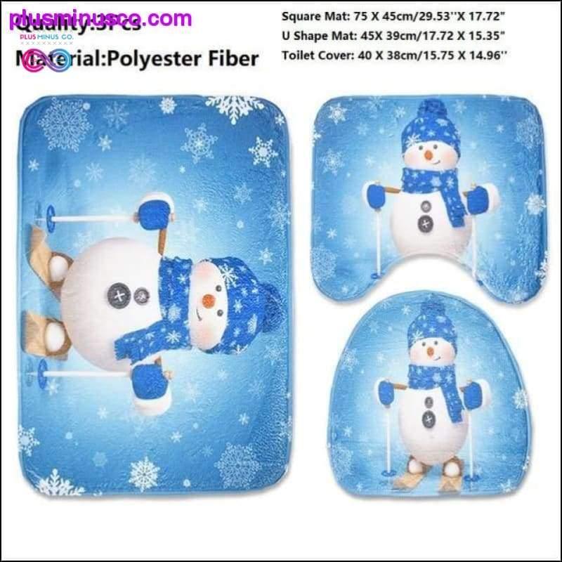 3PCS Christmas Toilet Seat Cover and Rug Bathroom Set - plusminusco.com