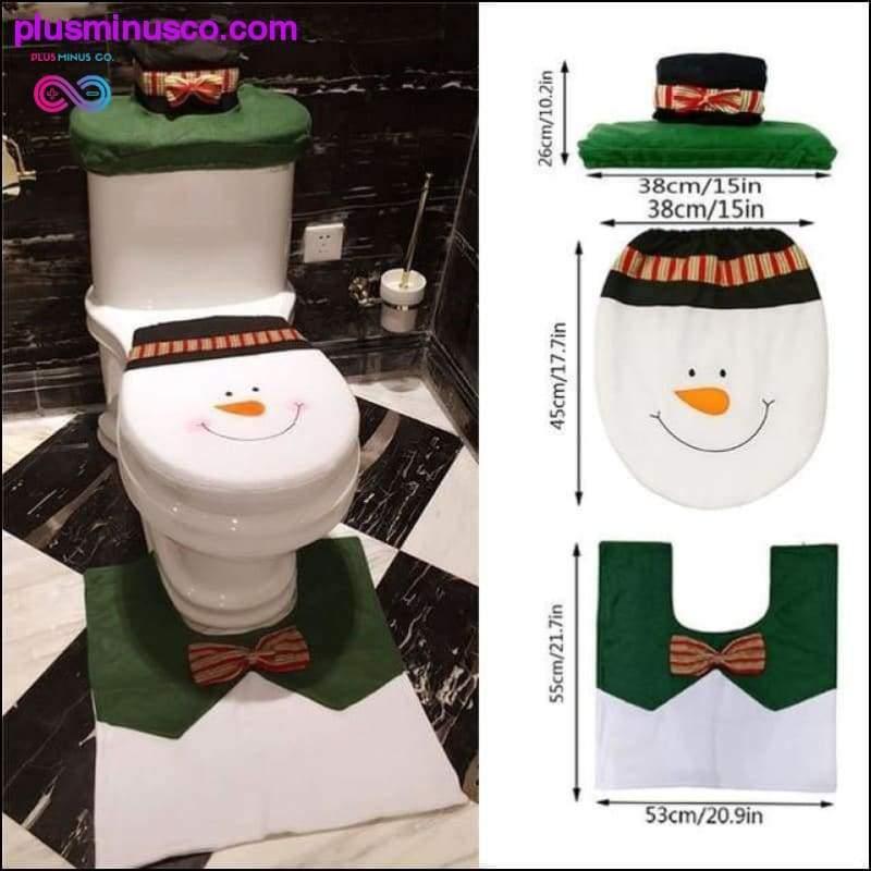 3PCS Christmas Toilet Seat Cover and Rug Bathroom Set - plusminusco.com