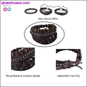 4-6PC Вінтажний багатошаровий шкіряний браслет для чоловічої моди - plusminusco.com