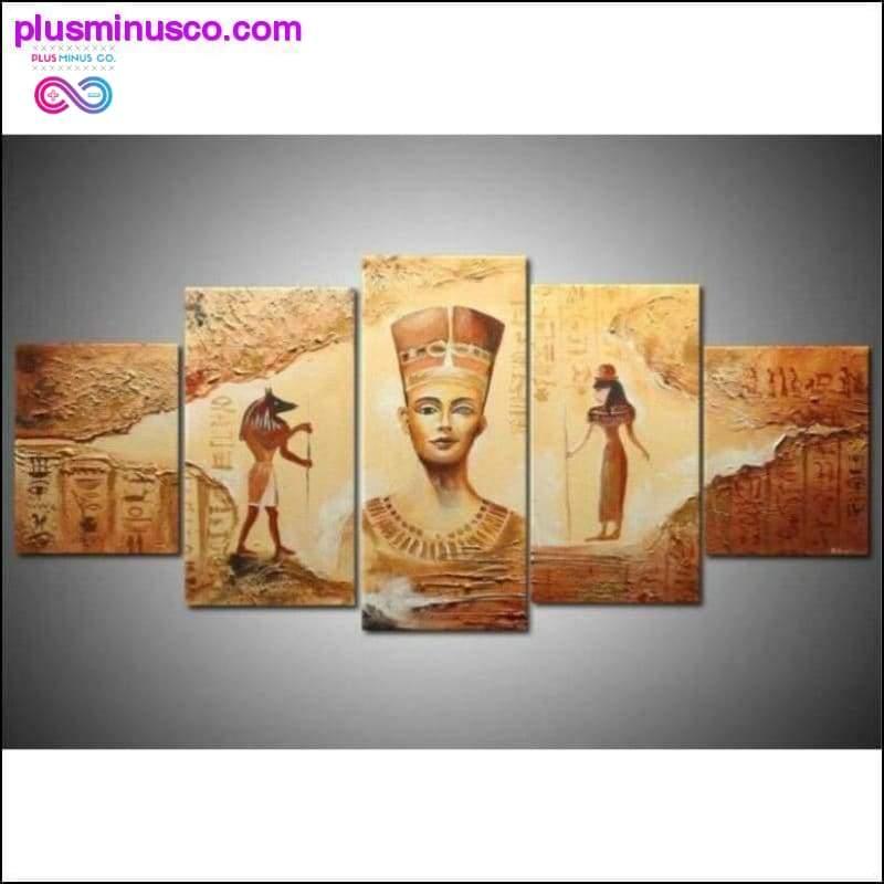 Pintura al óleo egipcia de arte en lienzo de 5 piezas - plusminusco.com
