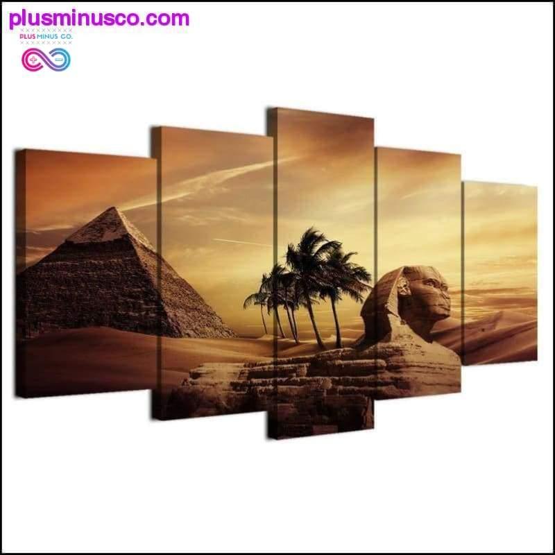 5-delige canvas kunst Egyptische piramides schilderij voor het leven - plusminusco.com