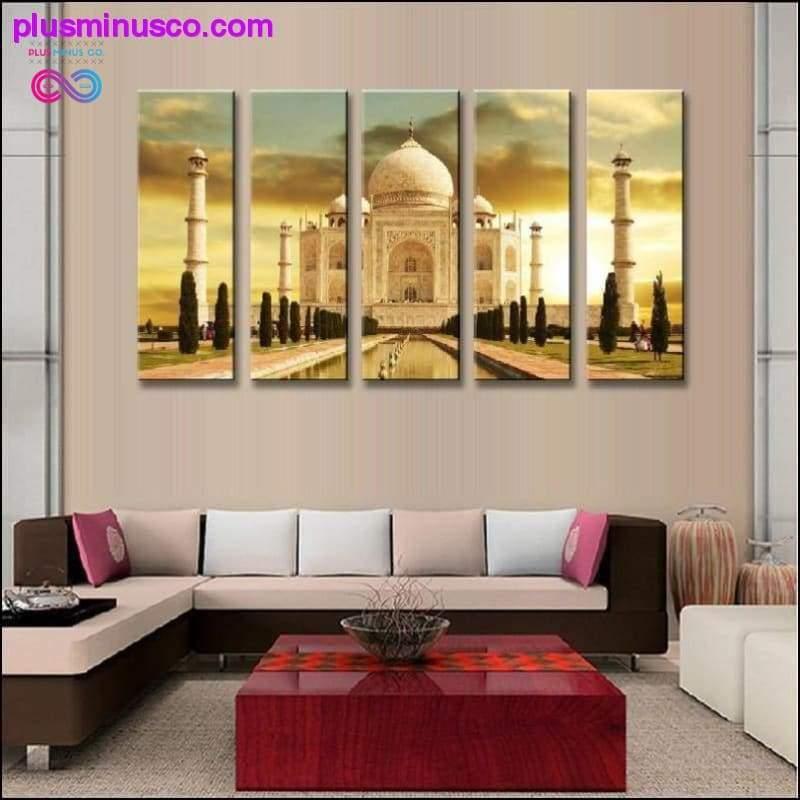 5 pièces toile art moderne Inde célèbre Taj Mahal toile - plusminusco.com
