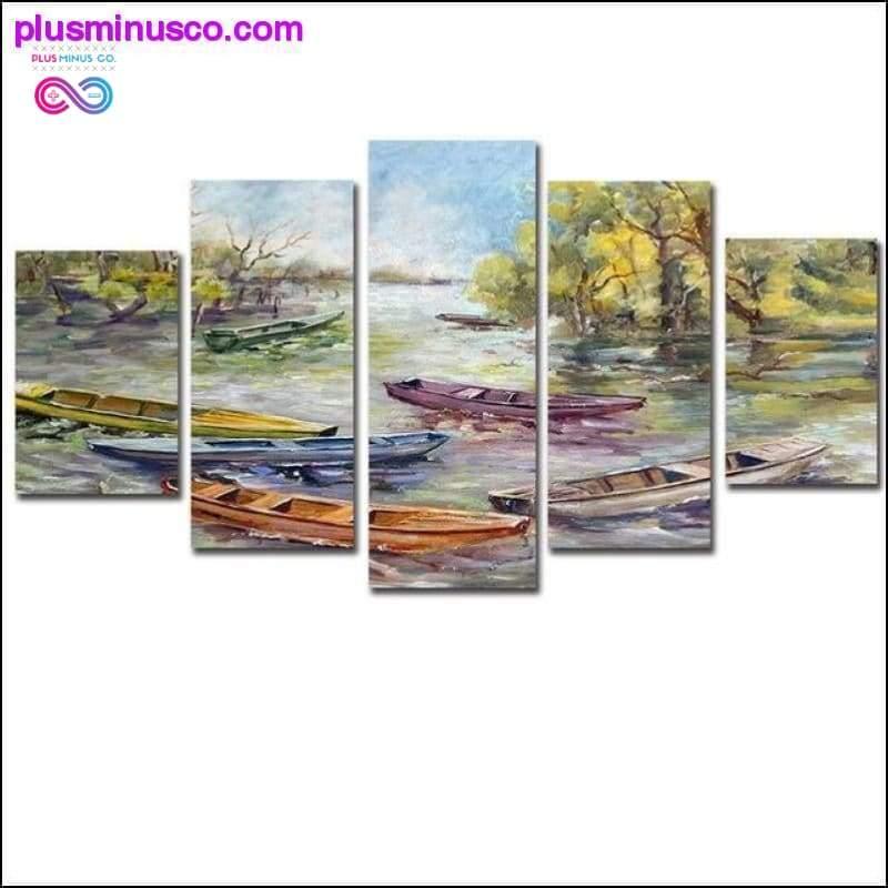 5 Parça Kanvas Tablo Monet Stili Duvar Sanatı Yağlıboya Resim - plusminusco.com