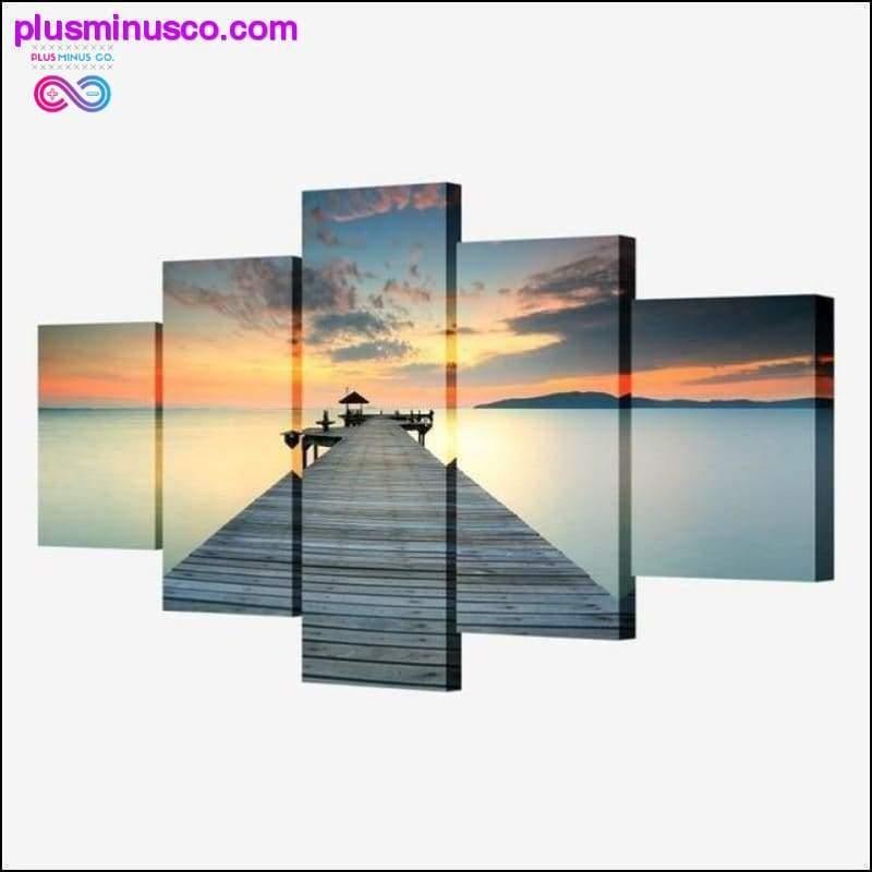 5 piraso ang sunset wall art dusk pier decorative canvas - plusminusco.com
