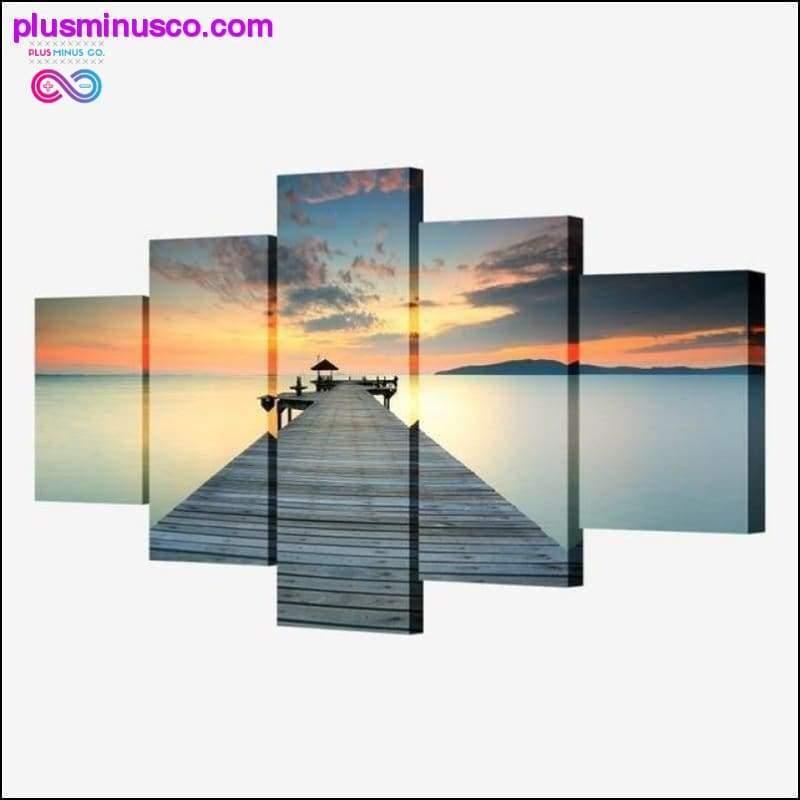 5 piece the sunset wall art dusk pier decorative canvas - plusminusco.com