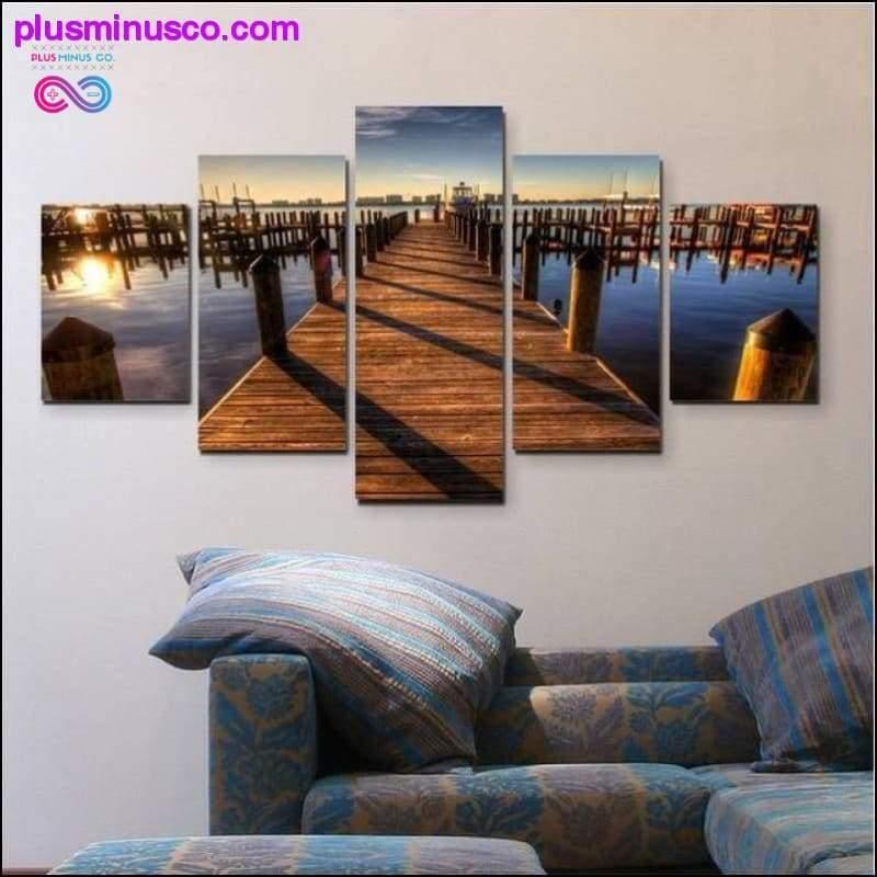 5 gabalu saulrieta sienas mākslas dekoratīvais audekls krēslas piestātnē — plusminusco.com
