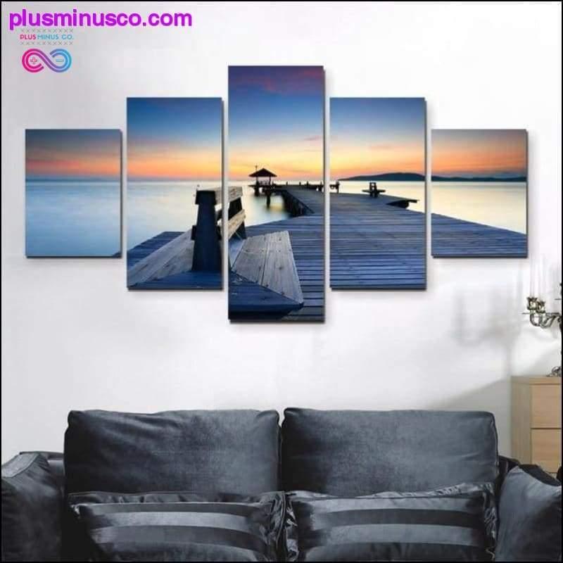 Διακοσμητικός καμβάς 5 τεμαχίων the sunset wall art dusk pier - plusminusco.com