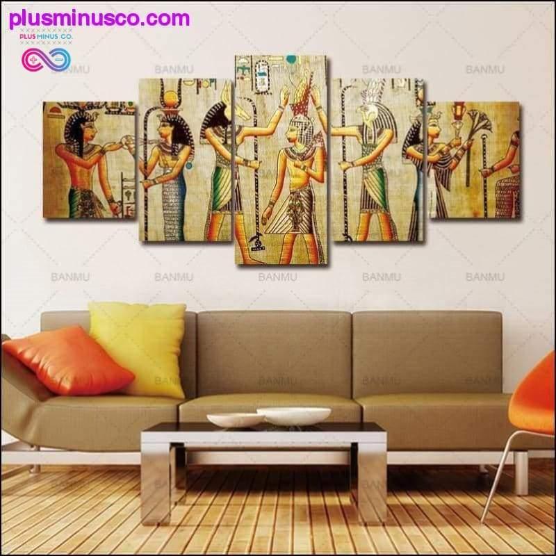 5pcs Abstract Ancient Egyptian Decorative Oil painting On - plusminusco.com