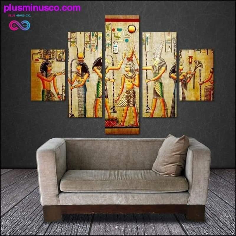 5 個の抽象的な古代エジプトの装飾油絵 - plusminusco.com