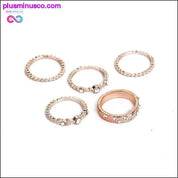 5PCS/Set Rose Gold Rhinestone Crystal Elegant Rings - plusminusco.com
