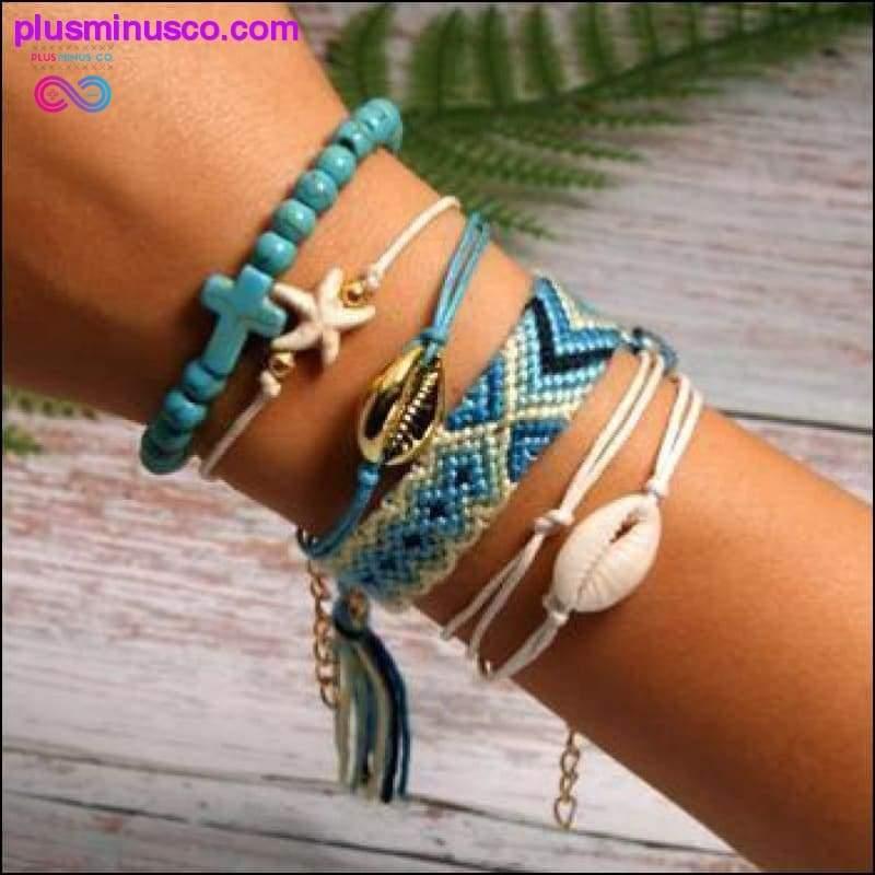 6 deler Puka Shell Charm Armbånd Set Cross Beads || - plusminusco.com