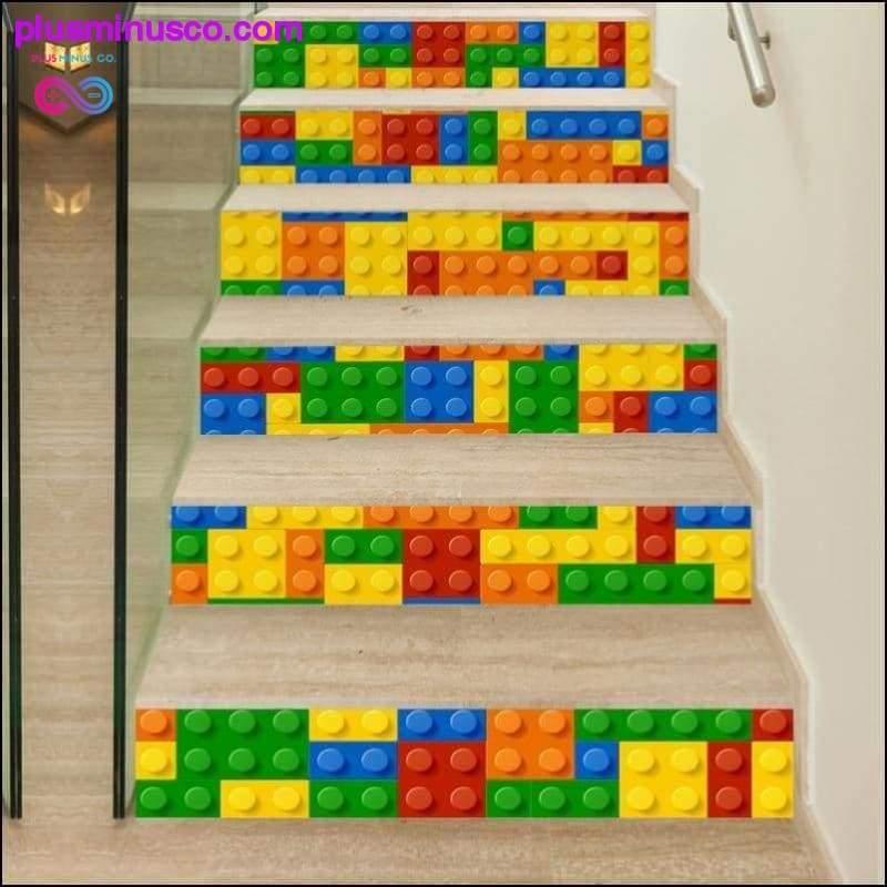 Conjunto de adesivos criativos para escadas 3D DIY, blocos de Lego - plusminusco.com
