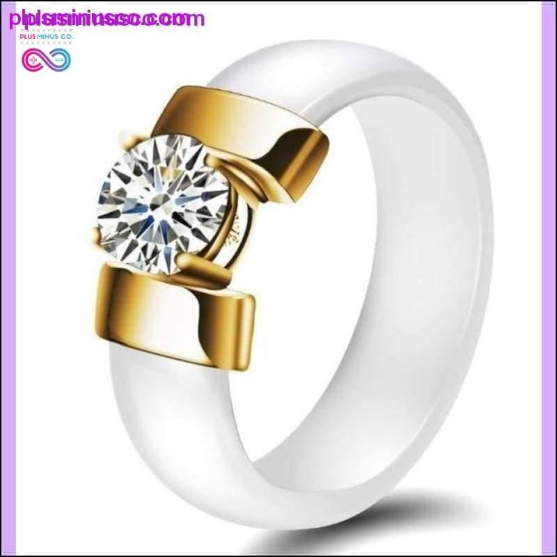 6 mm bijelo crno keramičko prstenje plus kubni cirkonij za žene - plusminusco.com