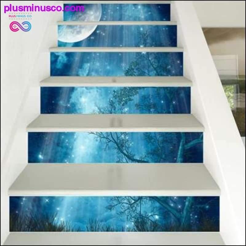 σετ 3D Waterfall Stairs Sticker Risers Mural Sunset - plusminusco.com