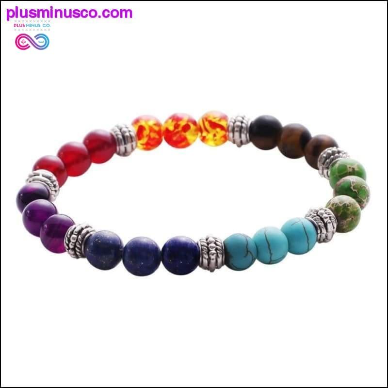 7 Chakra Mixed Stone Healing Chakra Pray Mala Bracelet Lava - plusminusco.com