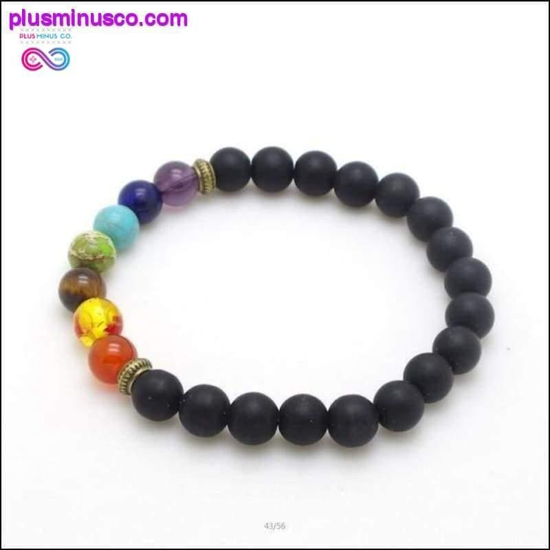 7 Chakra Mixed Stone Healing Chakra Pray Mala Bracelet Lava - plusminusco.com