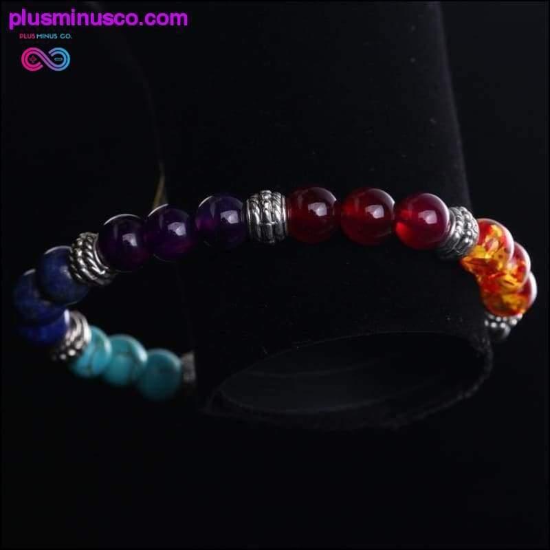 7 Chakra Mixed Stone Healing Chakra Pray Mala Bracelet Lava - plusminusco.com