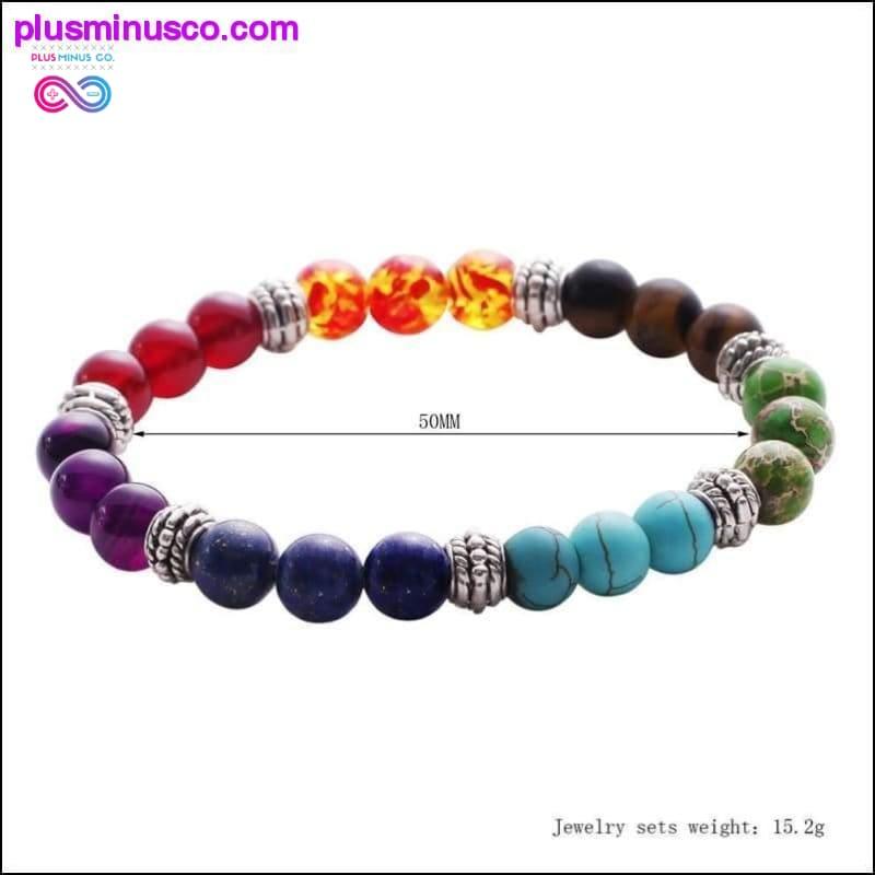 7 Chakra Mixed Stone Healing Chakra Pray Mala Bracelet Lava - plusminusco.com