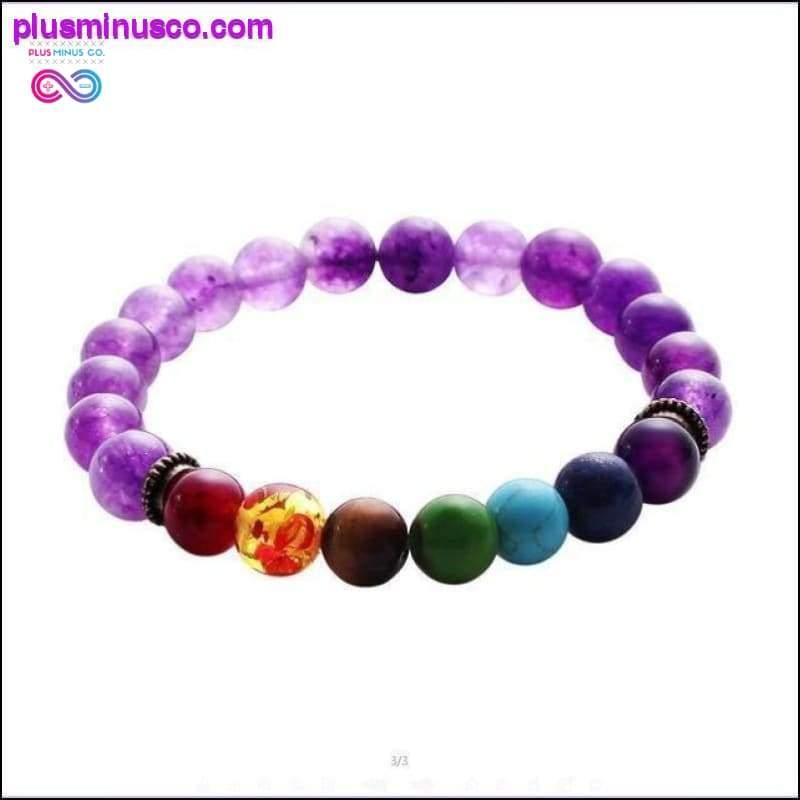 7 Chakra Mixed Stone Healing Chakra Pray Mala Bracelet Lava - plusminusco.com